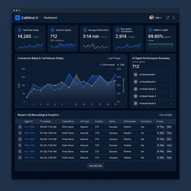 AI Calling Agent Dashboard — real-time call analytics and monitoring